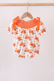 Orange Tennessee Smocked Bow Bubble