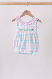 Pink Crocodile Smocked Gingham Bubble