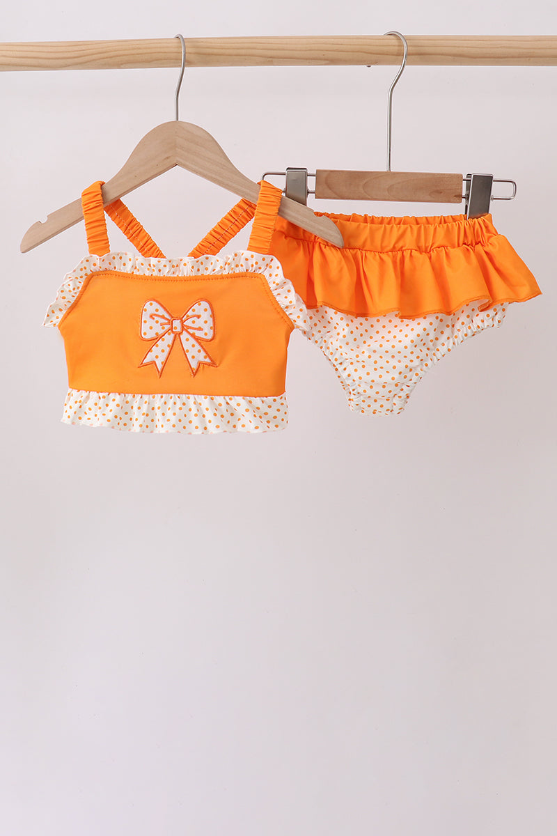 Orange Bow Ruffle 2pc Swimsuit