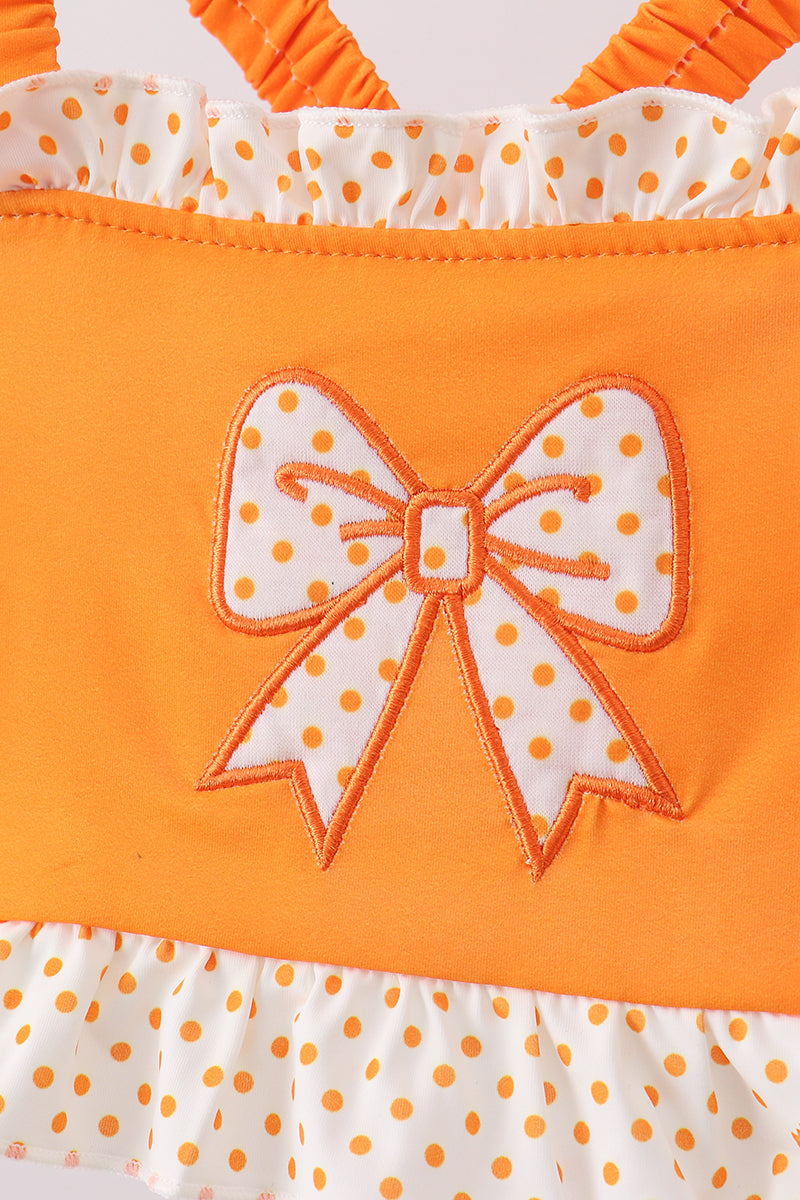 Orange Bow Ruffle 2pc Swimsuit