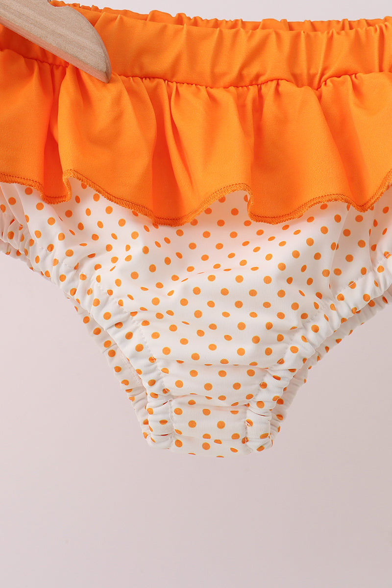 Orange Bow Ruffle 2pc Swimsuit