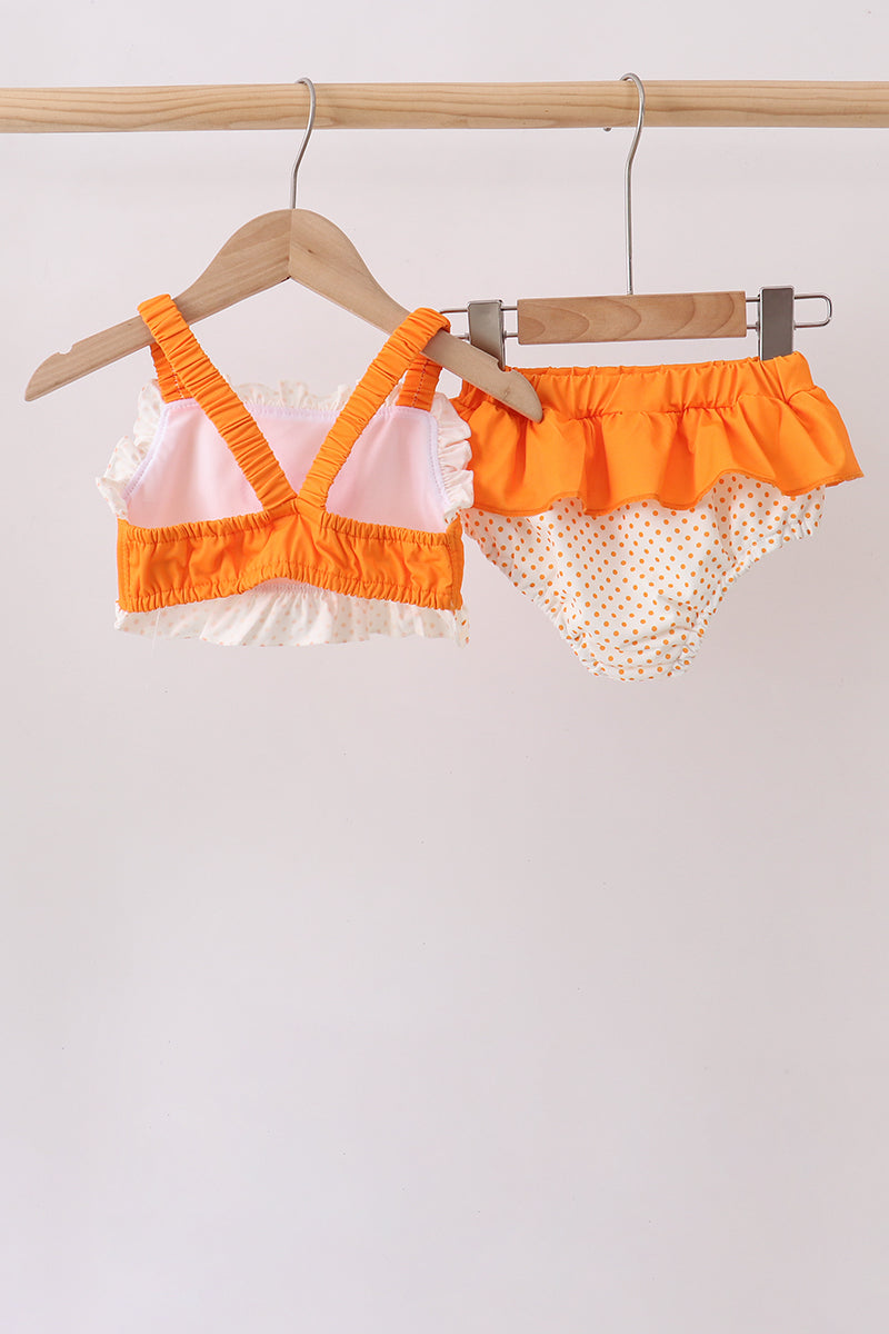 Orange Bow Ruffle 2pc Swimsuit