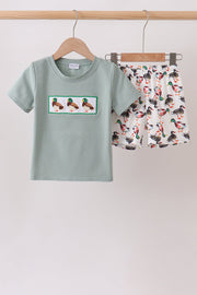 Sage Mallard French Knot Shorts Set