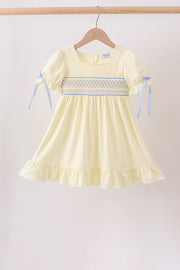 Cream Smocked Ruffle Dress
