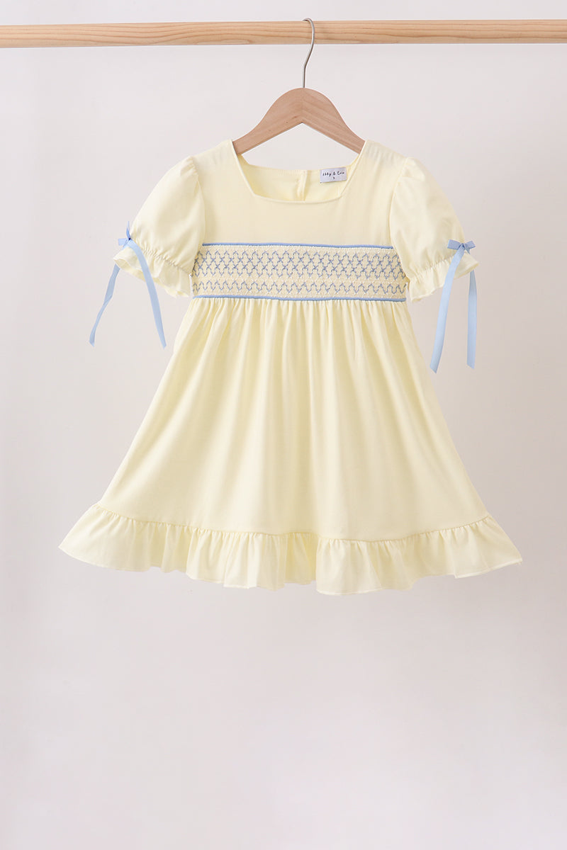 Cream Smocked Ruffle Dress