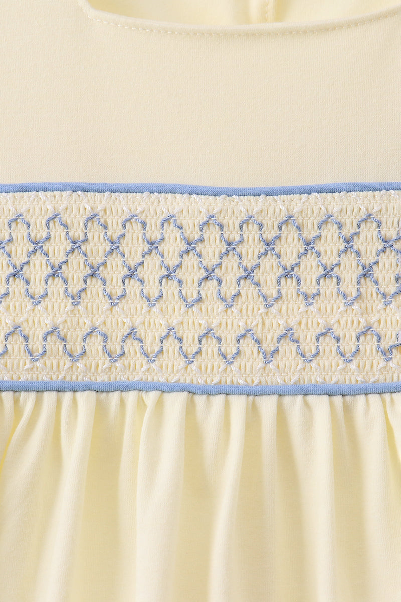 Cream Smocked Ruffle Dress