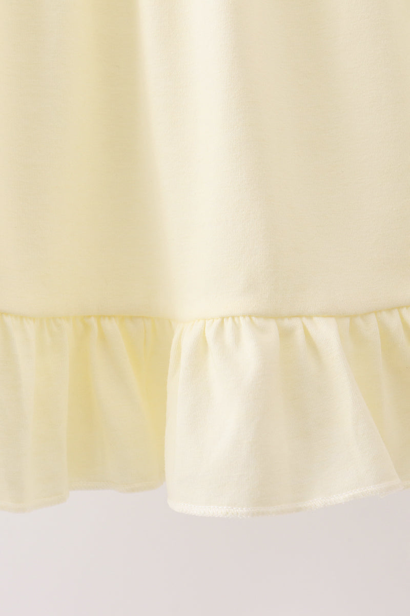 Cream Smocked Ruffle Dress