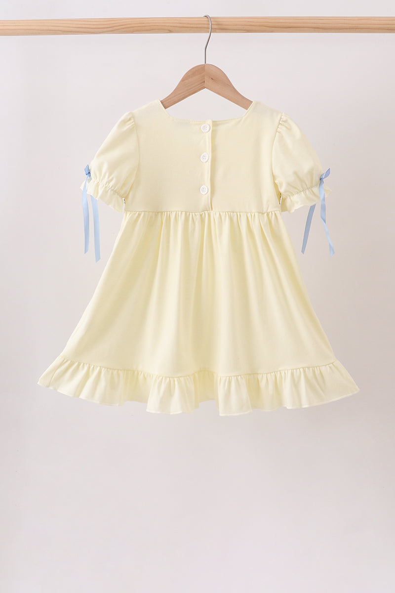 Cream Smocked Ruffle Dress