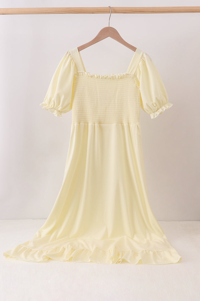 Cream Smocked Mom Dress