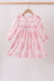 Pink Floral Smocked Dress