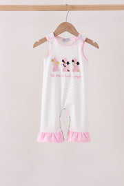 Pink Prayer Embroidery Ruffle Romper