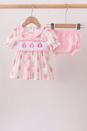 Pink Pumpkin Embroidery Ruffle Bloomer Set