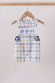 Blue Pumpkin Embroidery Gingham Bubble