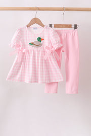 Pink Mallard Applique Pants Set