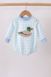 Blue Mallard Applique Gingham Bubble