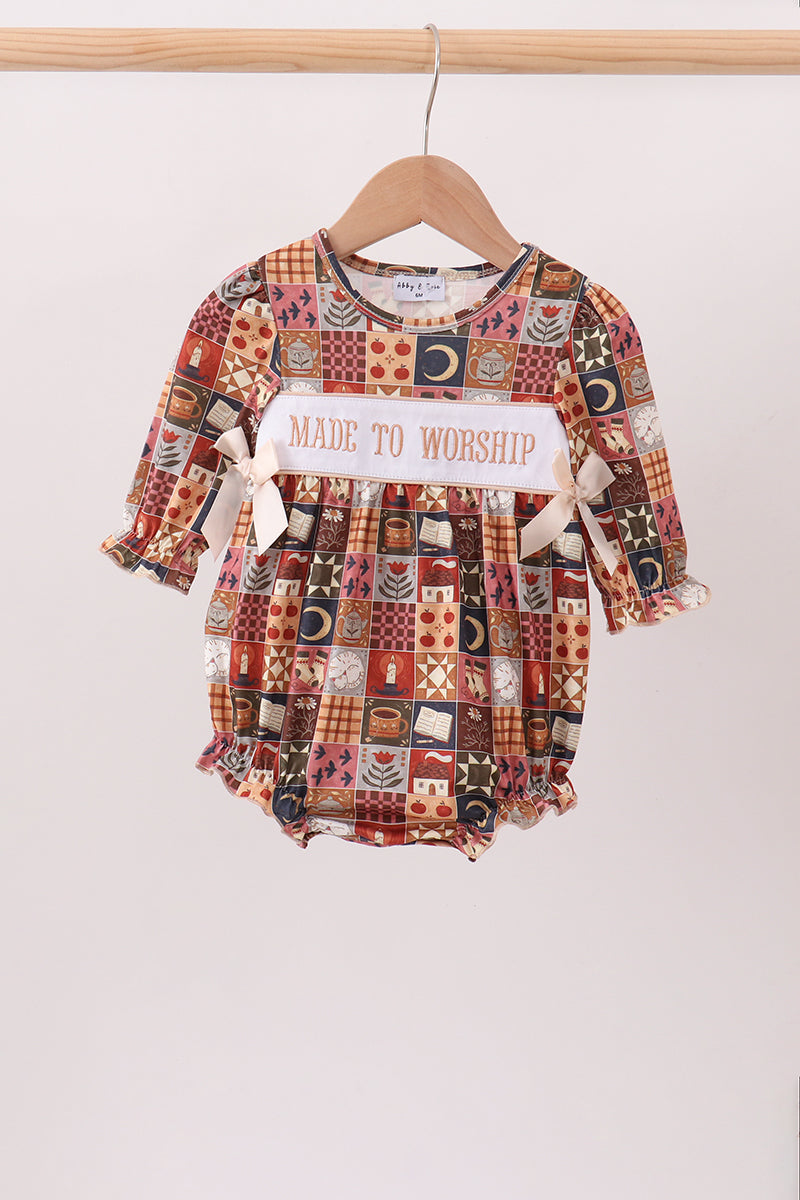 Brown Made To Worship Embroidery Bubble