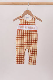 Brown Made To Worship Embroidery Grid Jon Jon