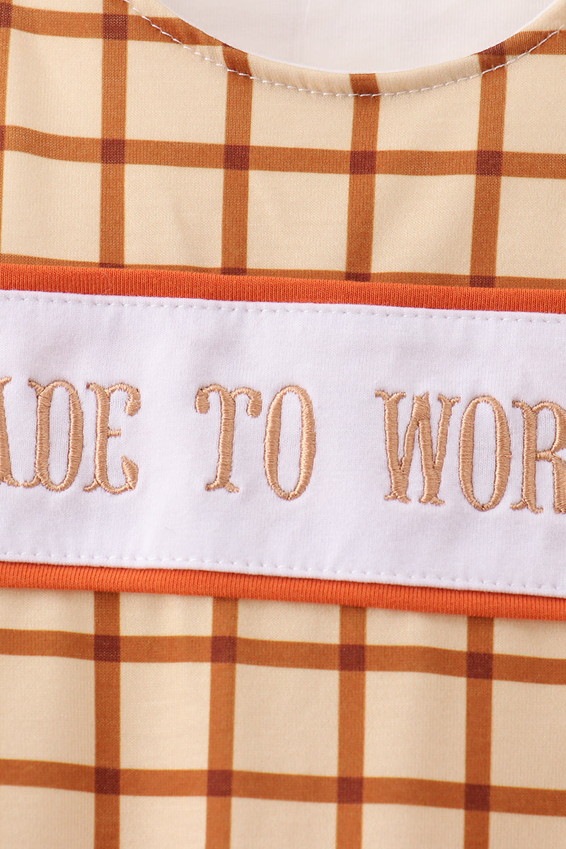 Brown Made To Worship Embroidery Grid Jon Jon