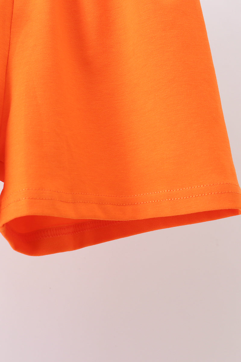 Orange Spider Embroidery Shorts Set