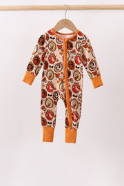 Orange Princess Bamboo Zipper Romper