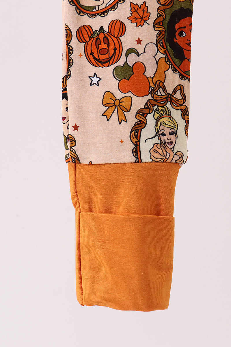 Orange Princess Bamboo Zipper Romper
