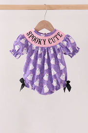 Purple Spooky Cute Smocked Bubble
