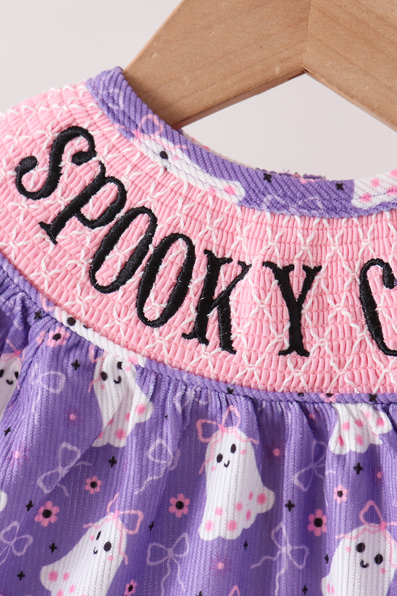 Purple Spooky Cute Smocked Bloomer Set