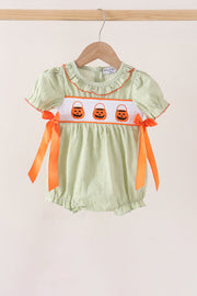 Green Pumpkin Smocked Ruffle Bubble
