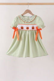 Green Pumpkin Smocked Dress