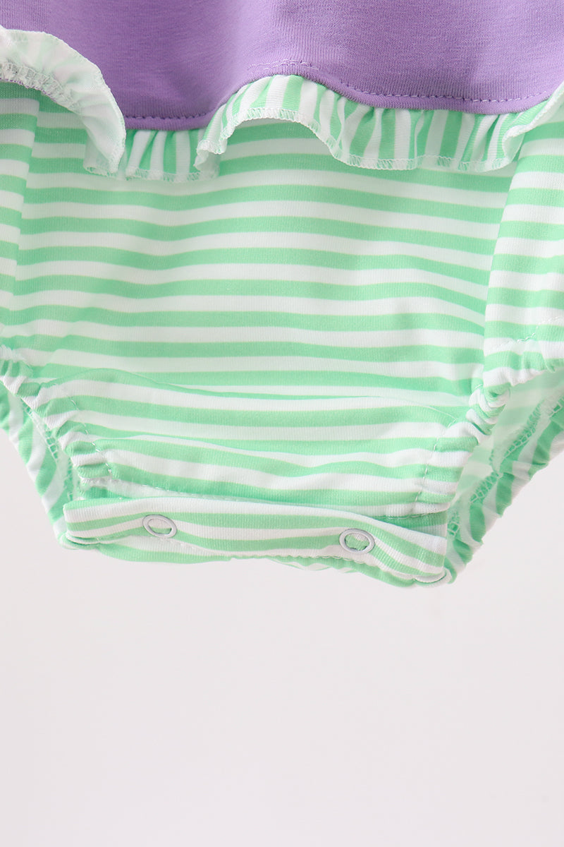 Purple Witch Applique Stripe Ruffle Bubble