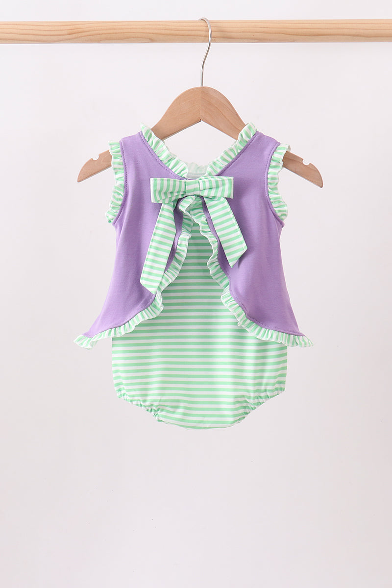 Purple Witch Applique Stripe Ruffle Bubble