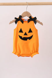 Orange Jack-o-lantern  Applique Bow Bubble