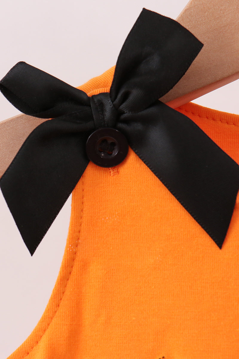 Orange Jack-o-lantern  Applique Bow Bubble