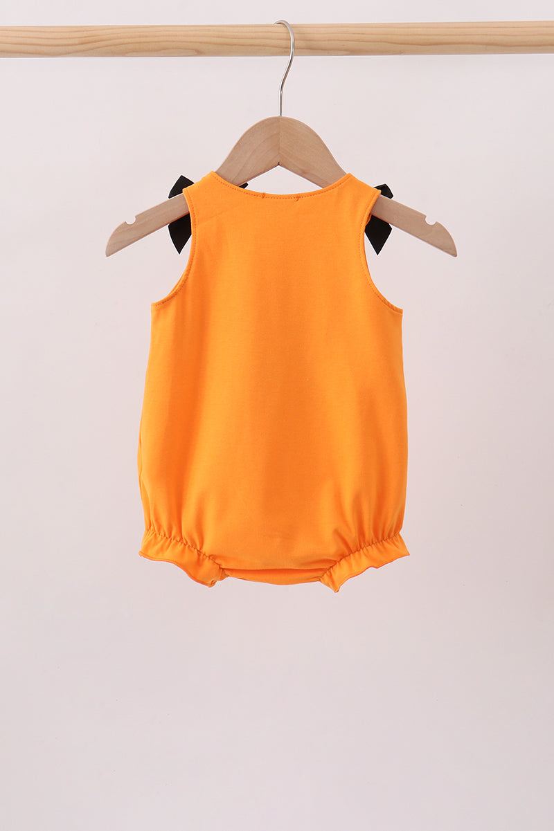 Orange Jack-o-lantern  Applique Bow Bubble
