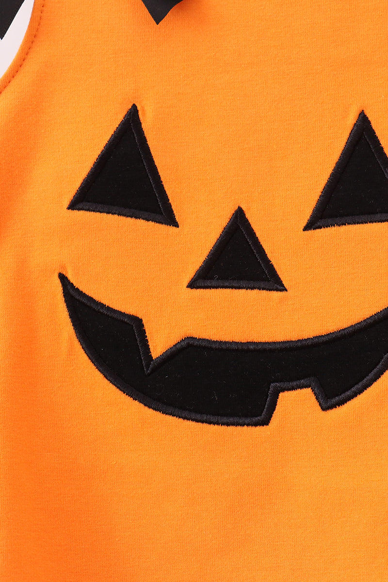 Orange Jack-o-lantern  Applique Bow Bloomer Set