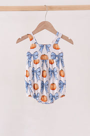 Blue Pumpkin Bow Bamboo Bubble