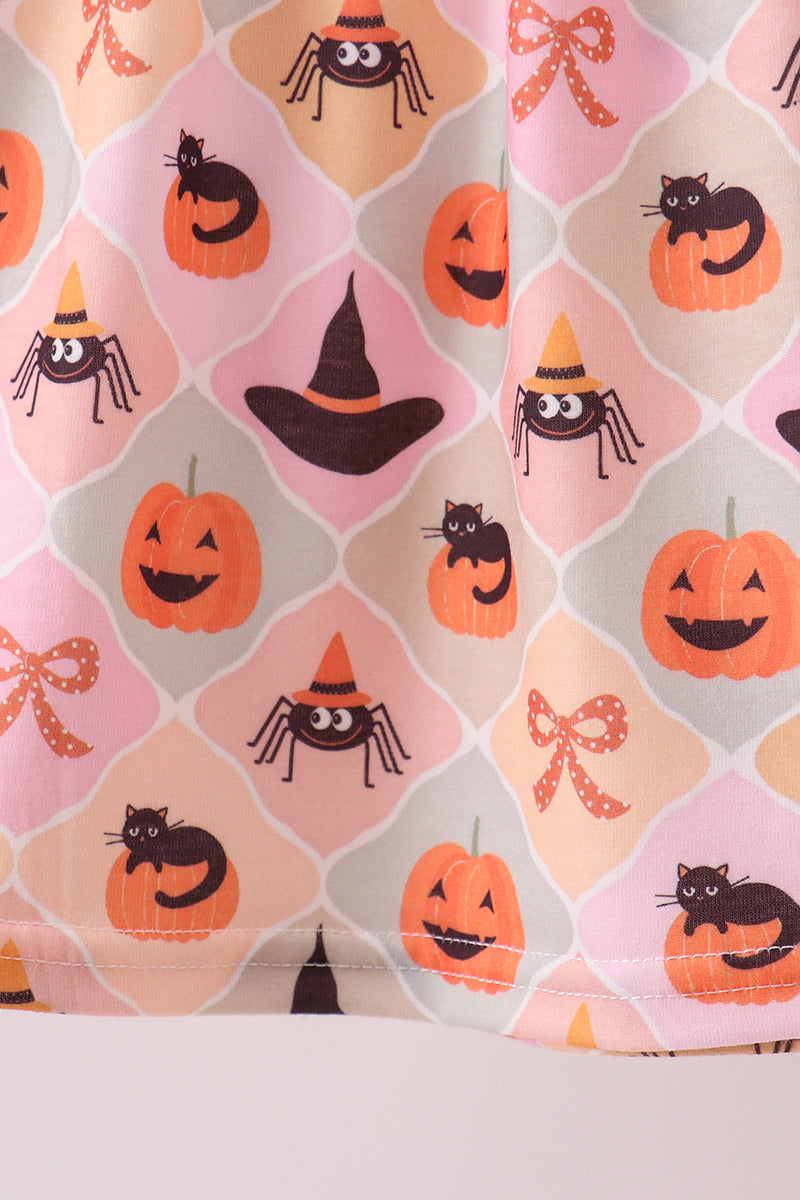 Pumpkin Spider Bow Shorts Set