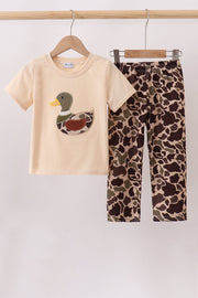 Camouflage Duck Applique Pants Set