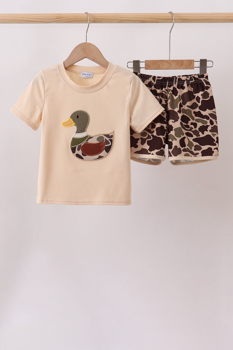 Camouflage Duck Applique Shorts Set