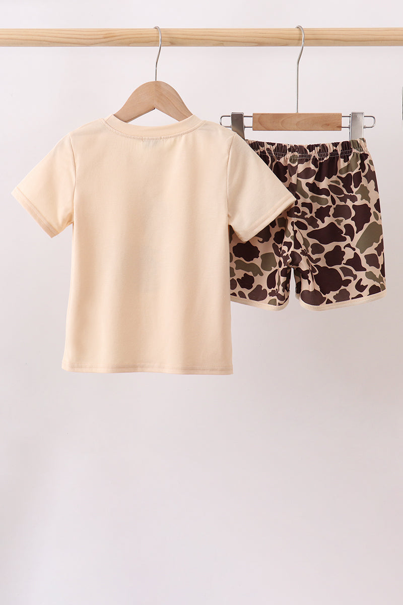 Camouflage Duck Applique Shorts Set