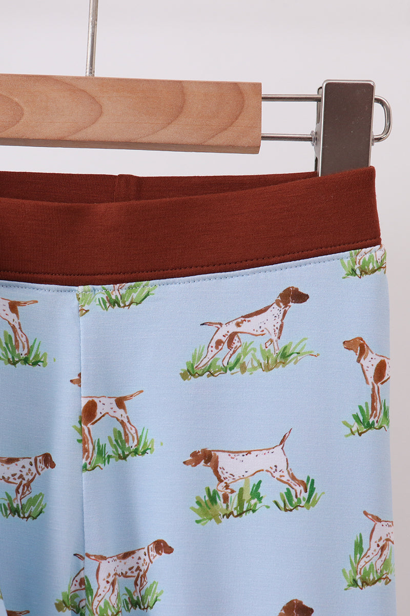 Blue Puppy Hunting Bamboo Pajama Set