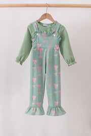 Sage Bow Ruffle Jumpsuit Set