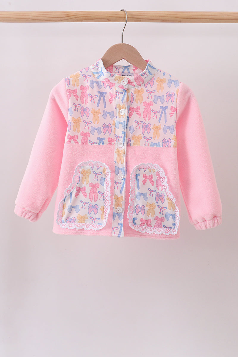 Pink Bow Fleece Mom&me Jacket