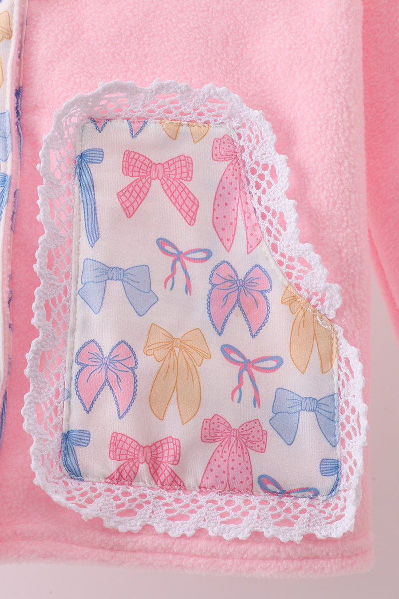 Pink Bow Fleece Mom&me Jacket