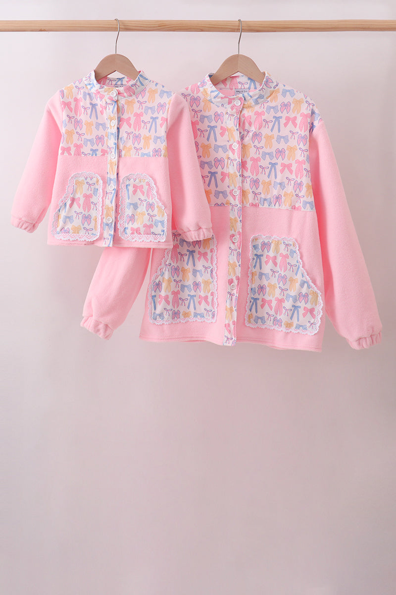 Pink Bow Fleece Mom&me Jacket