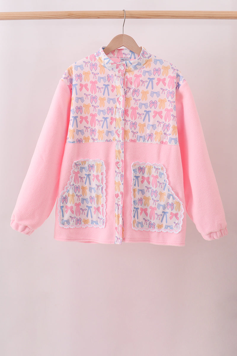Pink Bow Fleece Mom&me Jacket