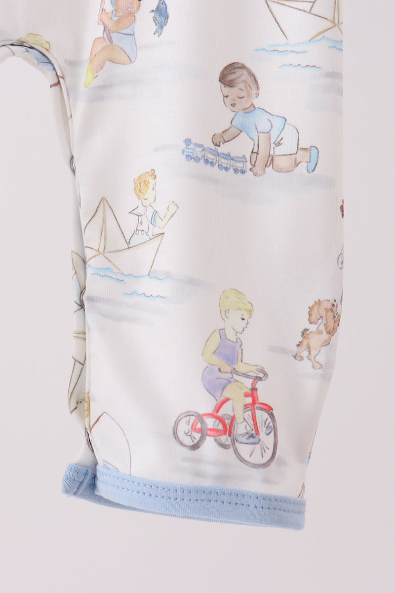Blue All Day Adventure Pocket Romper