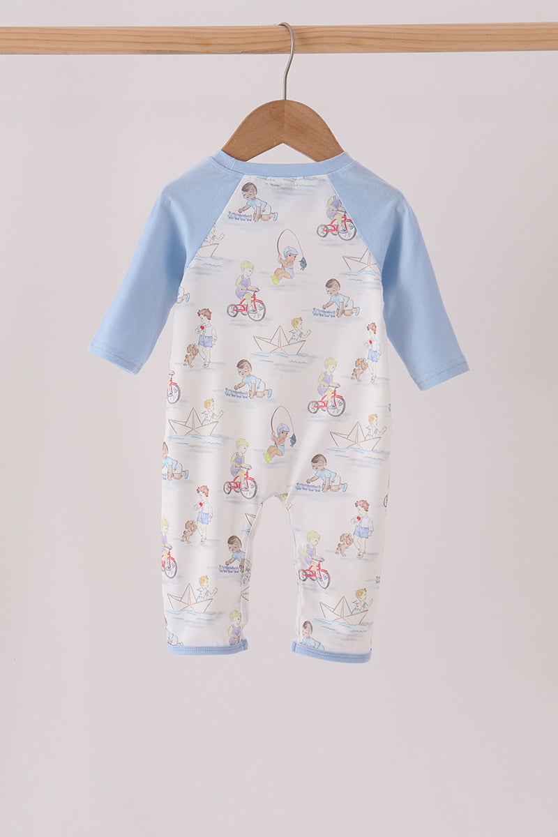 Blue All Day Adventure Pocket Romper