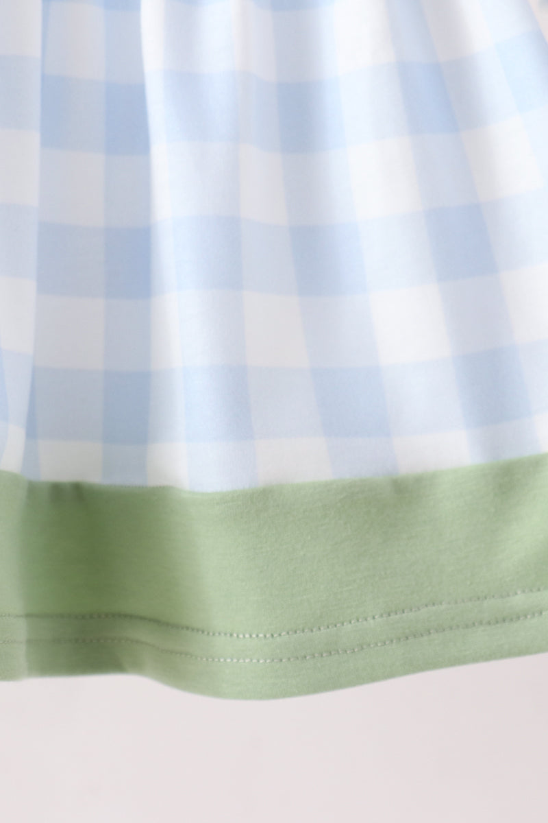 Blue Pumpkin Embroidery Gingham Bloomer Set