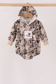 Camouflage Duck Embroidery Hoodie Bubble